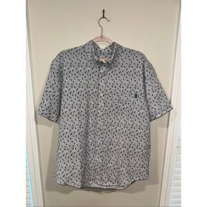 Huk Fishing Short Sleeve Casual Button Up Bobbers Gray M